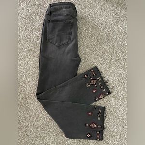 Grey Driftwood jeans with embroidered raw cuffs - 29